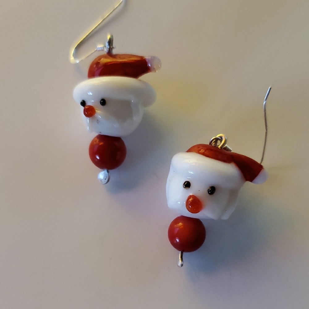 Cute Glass Santa Earrings
